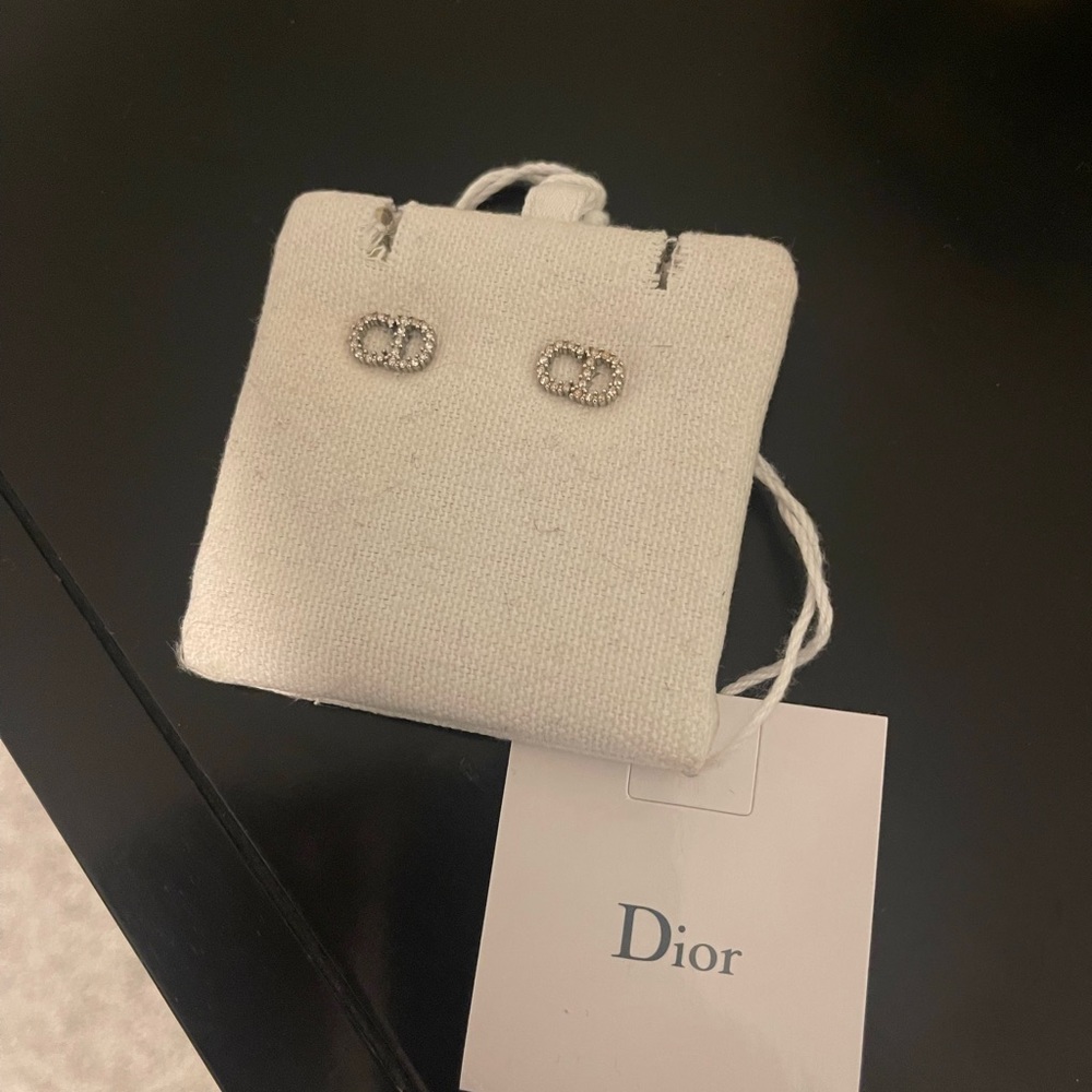 Dior CD stud earrings in silver.